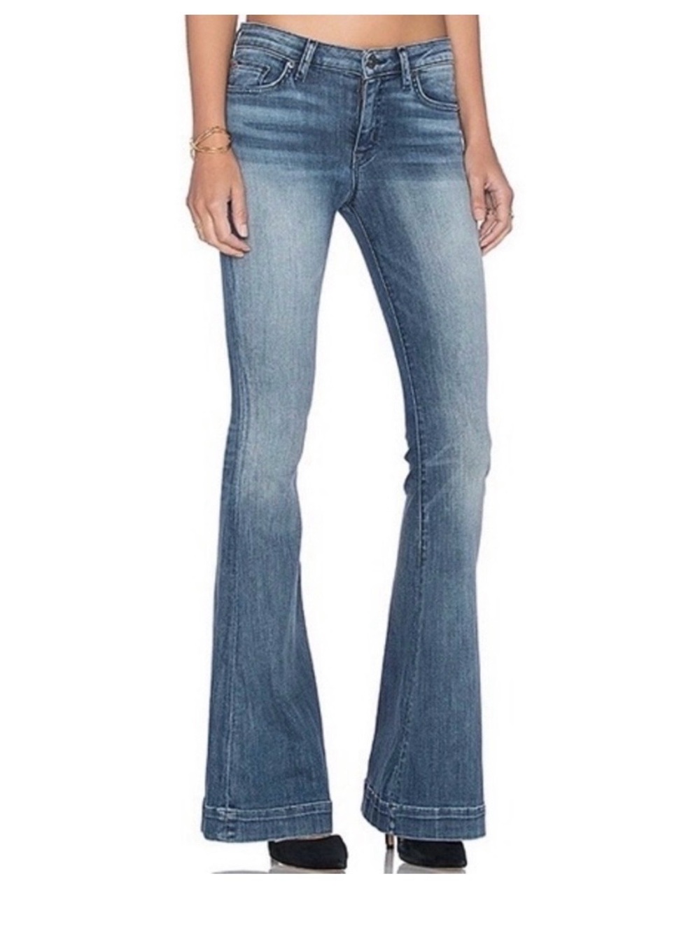 Hudson Ferris Mid Rise Flare Jeans Women’s 25 Blue Denim 35” Inseam